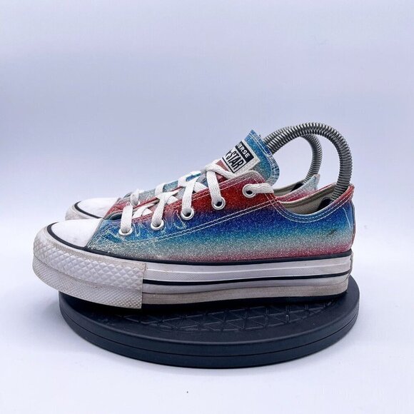 Converse CTAS Eva Lift OX Girls Size 3 Glitter Lace Up Low Sneaker Shoes - Picture 2 of 9